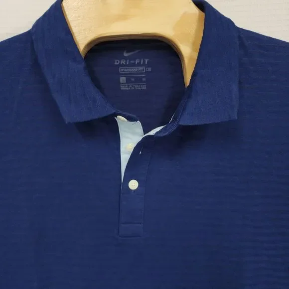 NIKE Dri-Fit Polo MENS XL Dark Blue Stretch Performance Sport -Metal Logo LIGHT - Picture 3 of 10